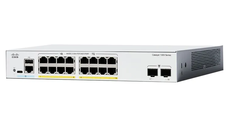 Switch Cisco C1300-16FP-2G có 16 ports GE, 2 ports SFP uplinks