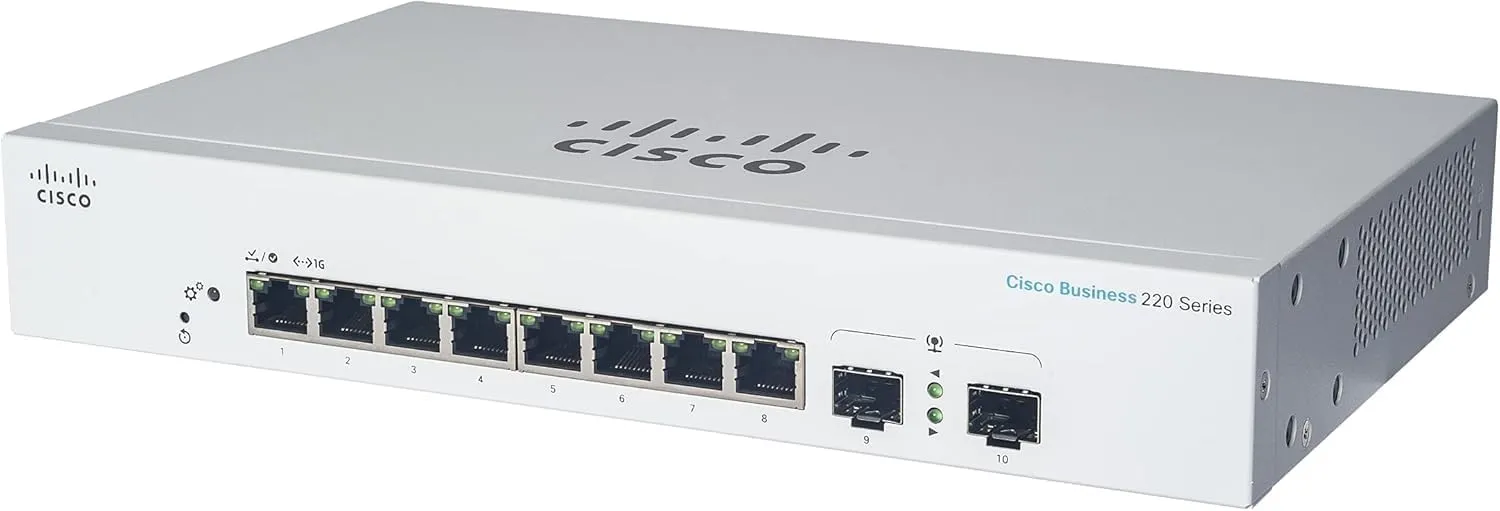 Cisco CBS220-8FP-E-2G-EU với 8 cổng PoE+ cùng 2 cổng uplink quang Gigabit