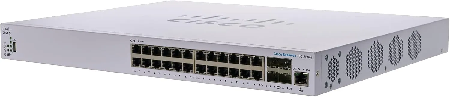 Cisco CBS350-24XT-EU hỗ trợ 20 cổng copper 10G và 4 cổng combo 10G copper or SFP+