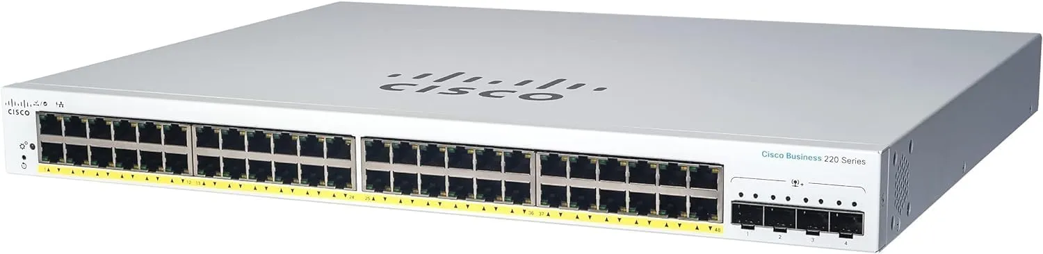 Switch Cisco CBS220-48P-4G-EU cung cấp 48 cổng GE PoE+và 4 cổng 1G SFP uplink