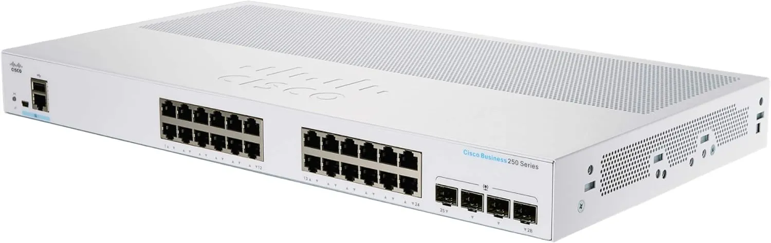Switch Cisco CBS250-24T-4G-EU với 24 cổng GE và 4 cổng 1G SFP uplink
